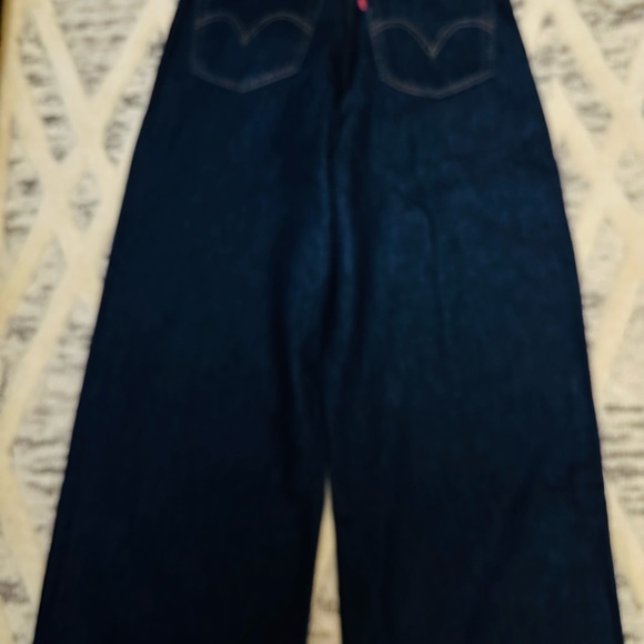 Women's Dark Blue Wide-Leg Jeans - Picture 10 of 15
